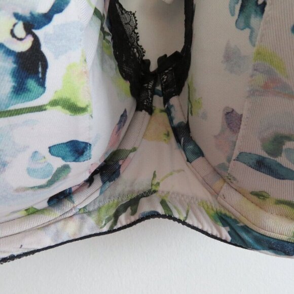 CACIQUE Butterflies and Blooms Lace Padded Bra Navy Blue White - Size 44DDD - Picture 9 of 14